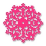 Wooden filigreed flower 30mm Fuschia x1