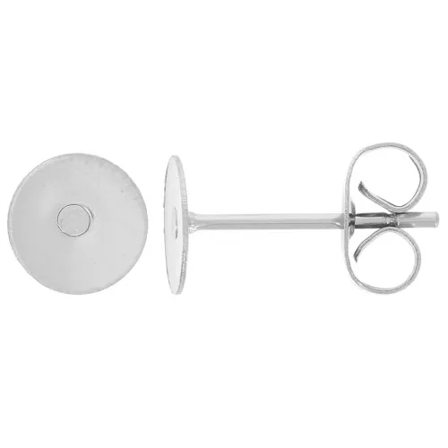 Stainless Steel flat pad earstuds 6mm 303L x100