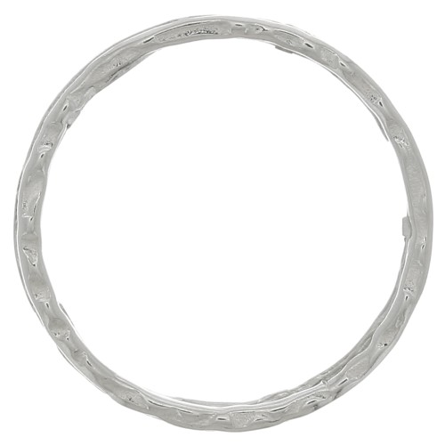 Hammered ring 32mm Rhodium tone  x1