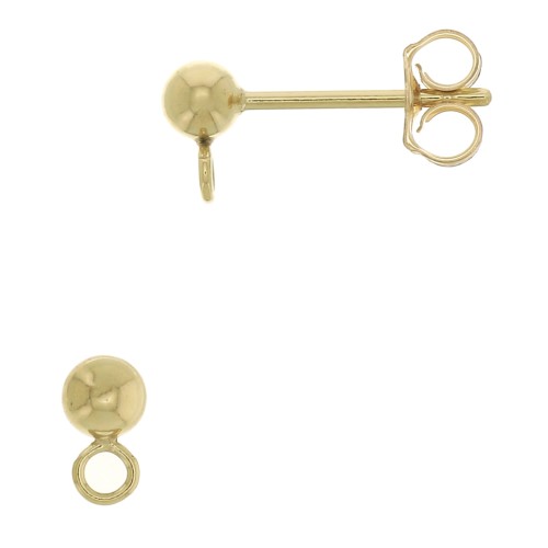 Gold Filled 3mm Ball earstuds with perpendicular welded ring x2