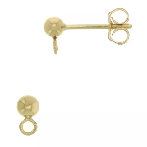Gold Filled 3mm Ball earstuds with perpendicular welded ring x2