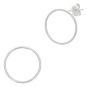 15mm 925 Sterling Silver hollowed out circle Earstuds x2