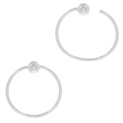 12mm 925 Sterling Silver wire hoop earrings with 3mm ball x2