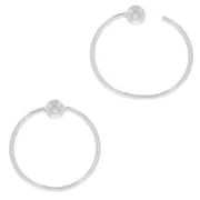 12mm 925 Sterling Silver wire hoop earrings with 3mm ball x2