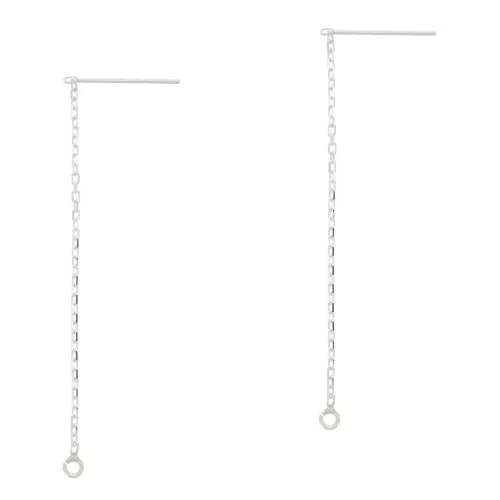 60mm 925 Sterling Silver Rectangular earthreads x2
