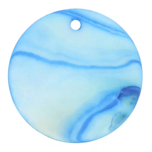 30mm Mother-of-pearl round Pendant - Blue x1