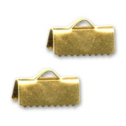 Crimp-end for ribbon 13.2mm fine Gold plated x4|raw }}