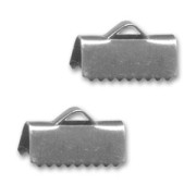Crimp-end for ribbon 13.2mm Old silver tone x4|raw }}