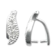 Loop bail with rhinestone 12x3 mm Silver tone x1|raw }}