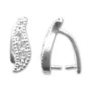 Loop bail with rhinestone 12x3 mm Silver tone x1
