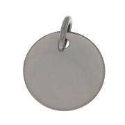10mm 925 Sterling Silver medal charm to engrave - Black Rhodium x1|raw }}