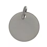 10mm 925 Sterling Silver medal charm to engrave - Black Rhodium x1
