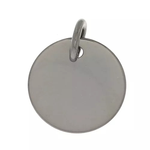 10mm 925 Sterling Silver medal charm to engrave - Black Rhodium x1