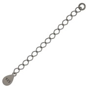 55mm 925 Sterling Silver Extension chain with drop sequin - Black Rhodium x1