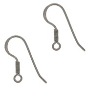 16mm 925 Sterling Silver Earwires - Black Rhodium x2|raw }}