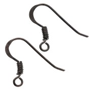 Ear hooks 17 mm - 925 Sterling Silver Rhodium Black x2