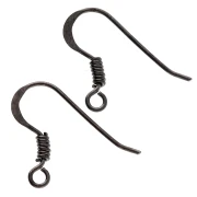 Ear hooks 17 mm - 925 Sterling Silver Rhodium Black x2