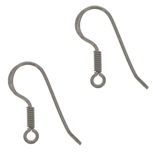 16mm 925 Sterling Silver Earwires - Black Rhodium x2