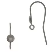 17mm 925 Sterling Silver Earwires and 4.5mm disc - Black Rhodium x2