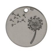 14mm 925 Sterling Silver Dandelion Charm - Black Rhodium x1