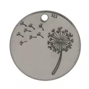 14mm 925 Sterling Silver Dandelion Charm - Black Rhodium x1