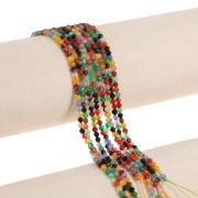 3mm Round facetted beads coloured agate gemstone - Multicolored x38cm