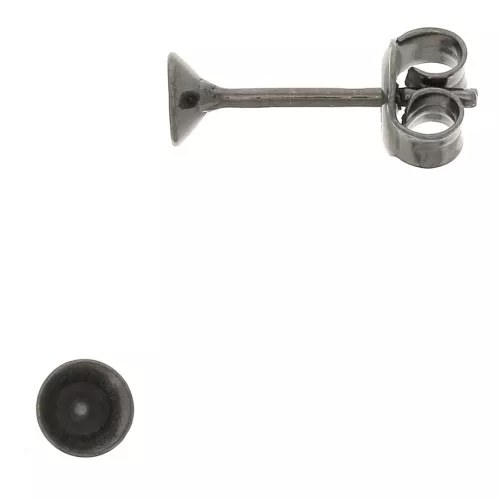 925 Sterling Silver PureCrystal cabochon earstuds 1088 4 mm - Black Rhodium x2