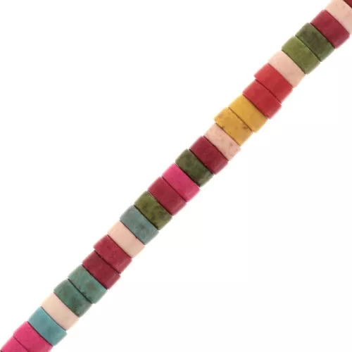 6x3mm Howlite imitation heishi round beads - Multicoloured x39cm