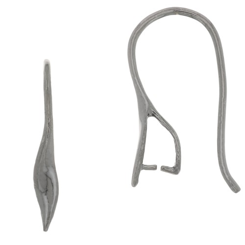 925 Sterling Silver Earwires 22mm pendant attachment - Black Rhodium x2