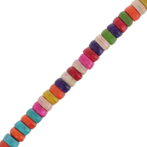 5x2.5mm Howlite imitation heishi round beads - Multicoloured x40cm
