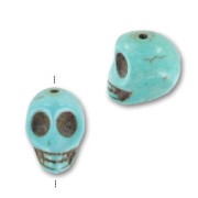 Bead Howlite dyed skull 13mm  Turquoise x1|raw }}