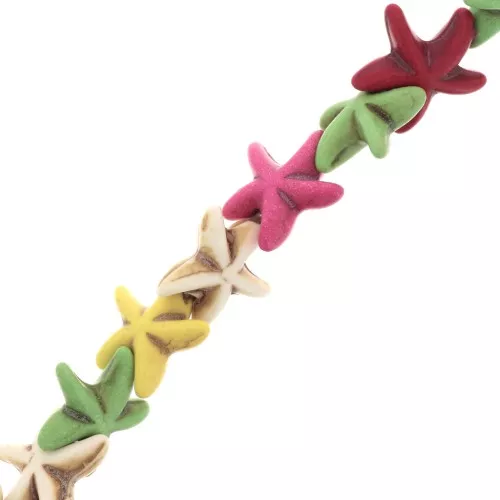 14mm Starfish beads imitation Howlite - Multicolored x37cm