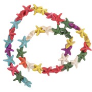 14mm Starfish beads imitation Howlite - Multicolored x37cm