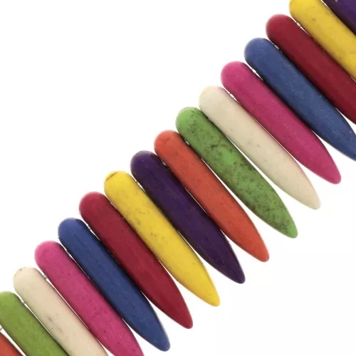 25x5mm Imitation tinted Howlite Spike pendants - Multicolored x41cm
