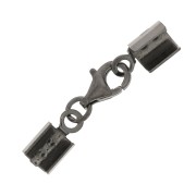 925 Sterling Silver Lobster Clasp with 3mm lace ends - Black Rhodium x1|raw }}