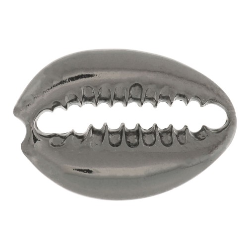 19x13mm 925 Sterling Silver Cauri shell connector - Black Rhodium x1