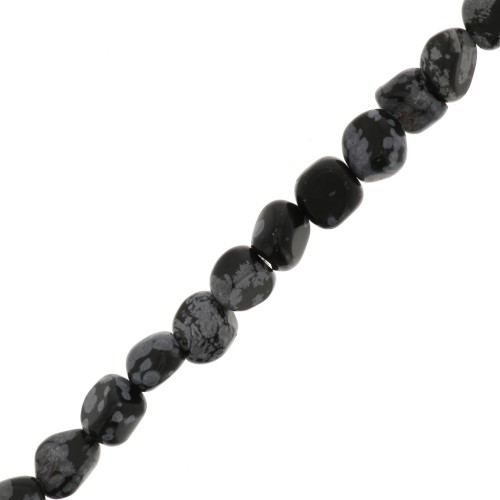 6mm Gemstone Irregular Nugget beads - Obsidian mouchetée x40cm