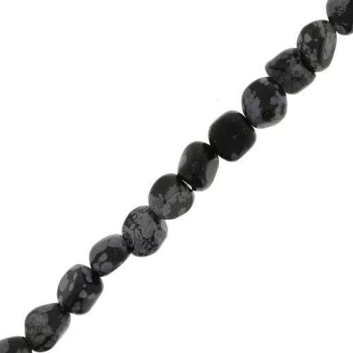 6mm Gemstone Irregular Nugget beads - Obsidian mouchetée x40cm