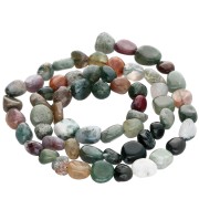 Irregular nugget beads 6 - 8 mm gemstone - Moss Agate x39cm