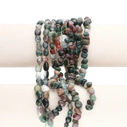 Irregular nugget beads 6 - 8 mm gemstone - Moss Agate x39cm