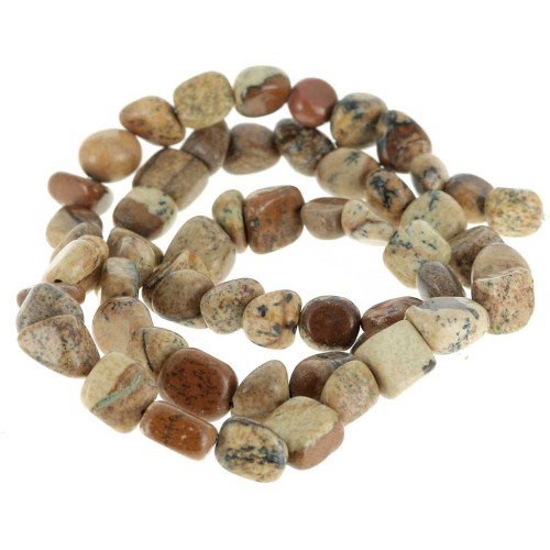 Beads irregular nuggets 5 - 7 mm gemstone - Jasper Landscape x40cm