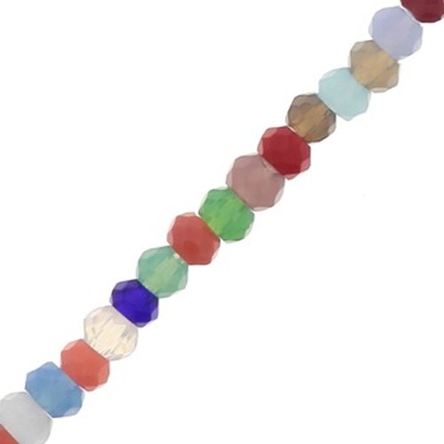 2x1.5mm Flattened faceted rounds - Multicoloured x32cm