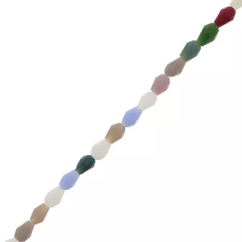 5x3.5mm Glass drop beads faceted - Multicoloured x46cm