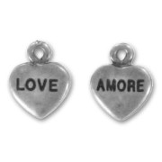 Love/Amore charm 13mm Old silver tone x1|raw }}