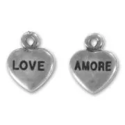Love/Amore charm 13mm Old silver tone x1