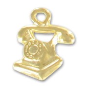 Retro telephone charm 16mm fine Gold plated x1|raw }}