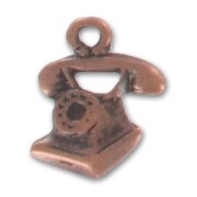 Retro telephone charm 16mm Old copper tone x1|raw }}