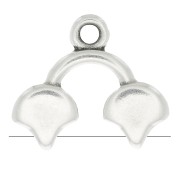 16.5x14mm Cymbal - End for weaving Ginko Duo beads Kastro II - Ant Silver Tone x1|raw }}