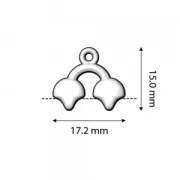 16.5x14mm Cymbal - End for weaving Ginko Duo beads Kastro II - Ant Silver Tone x1