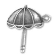 Sun umbrella charm 23mm Old silver tone x1|raw }}
